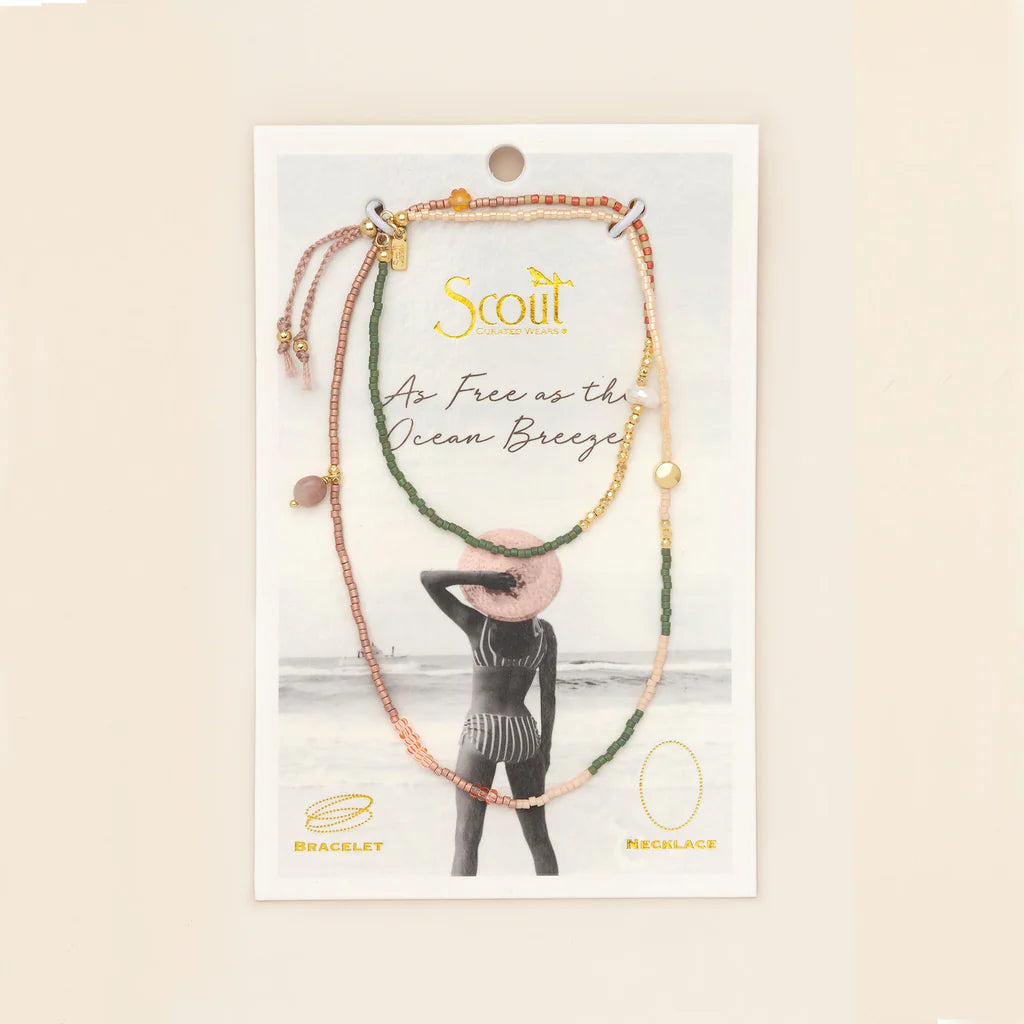 Mixed media beaded bracelet on a branded Scout Jewelry Card