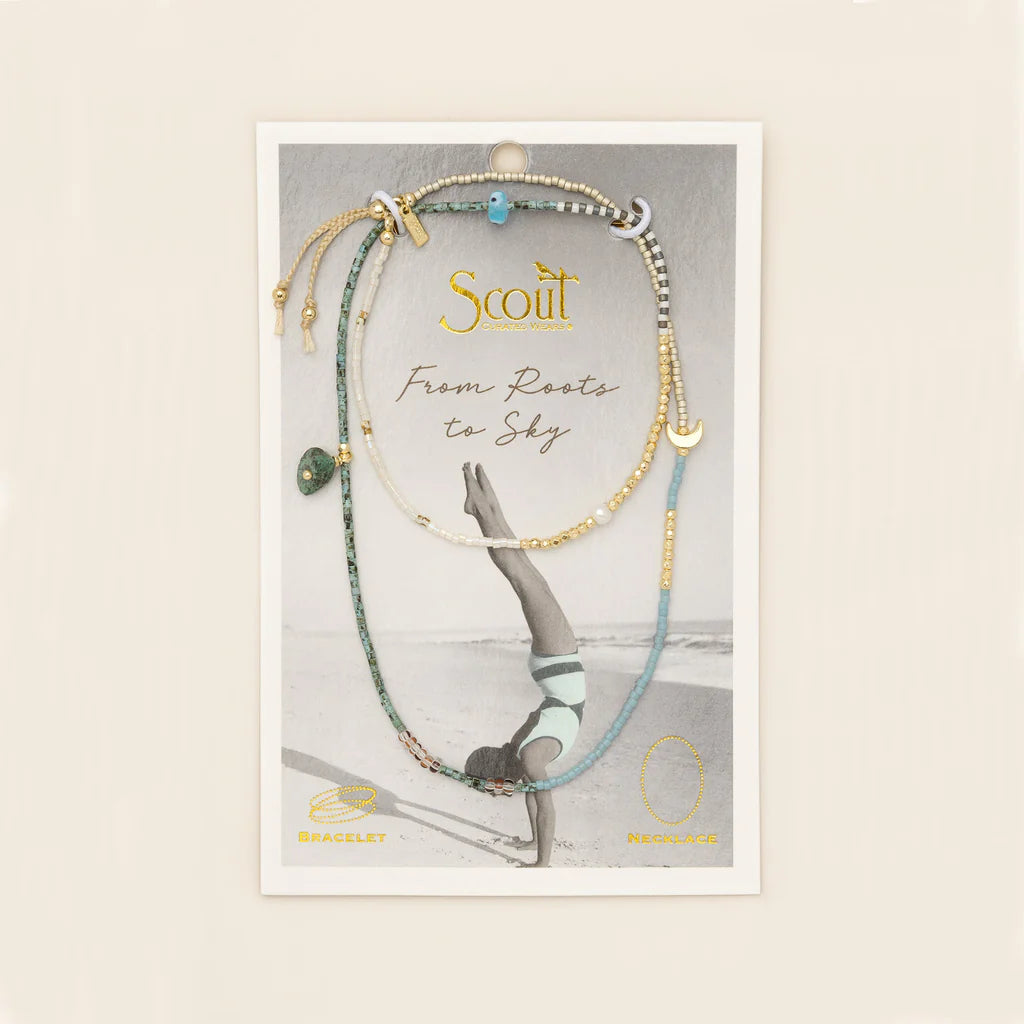 Mixed media beaded bracelet on a branded Scout Jewelry Card