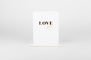 White card with 'LOVE you' text on a white background