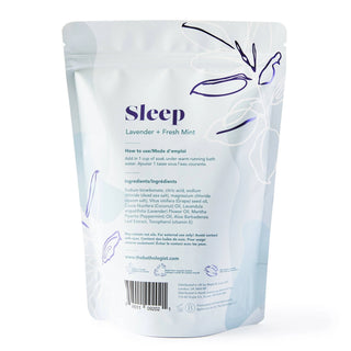 Package labeled 'Sleep' with lavender and fresh mint on a white background