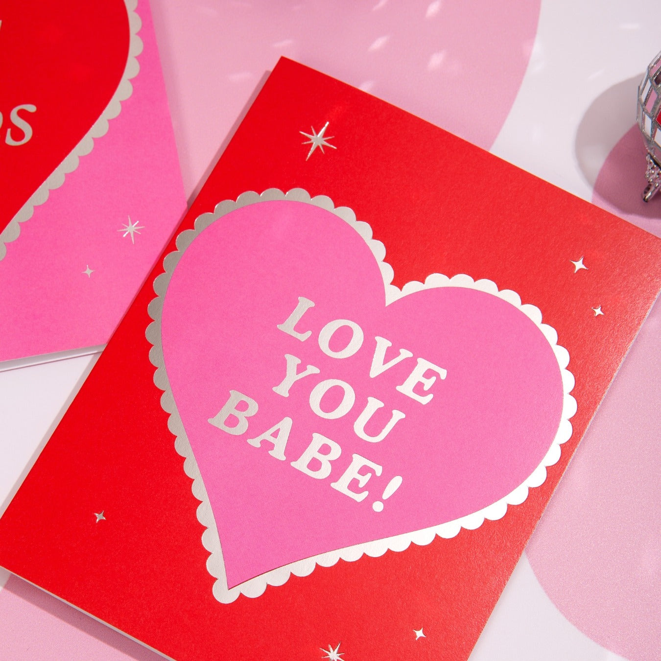 A greeting card that says "love you babe"