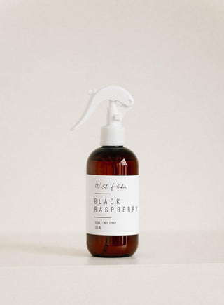a brown bottle room & linen spray scented with Black Raspberry
