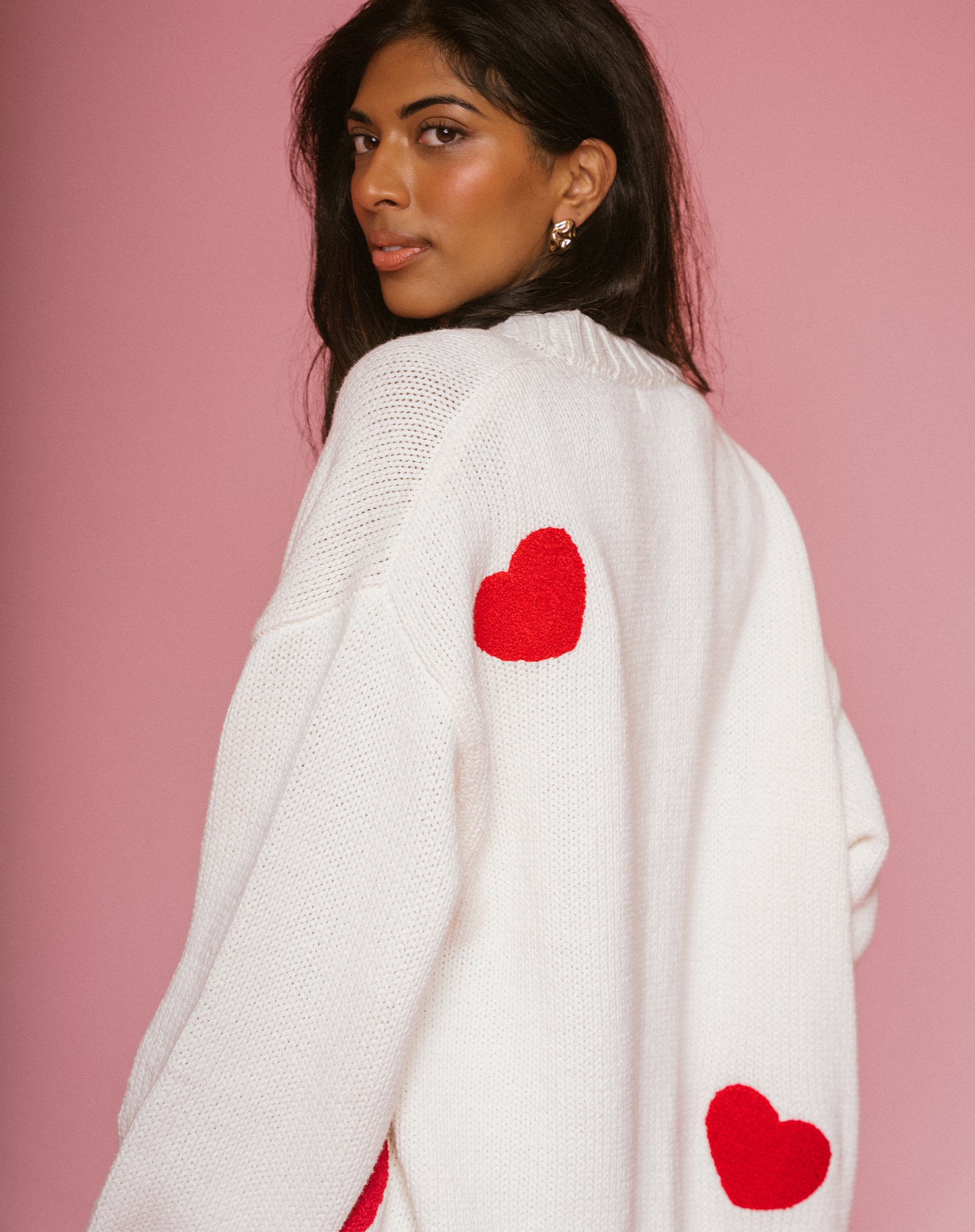 All Over Heart Oversized Cardigan