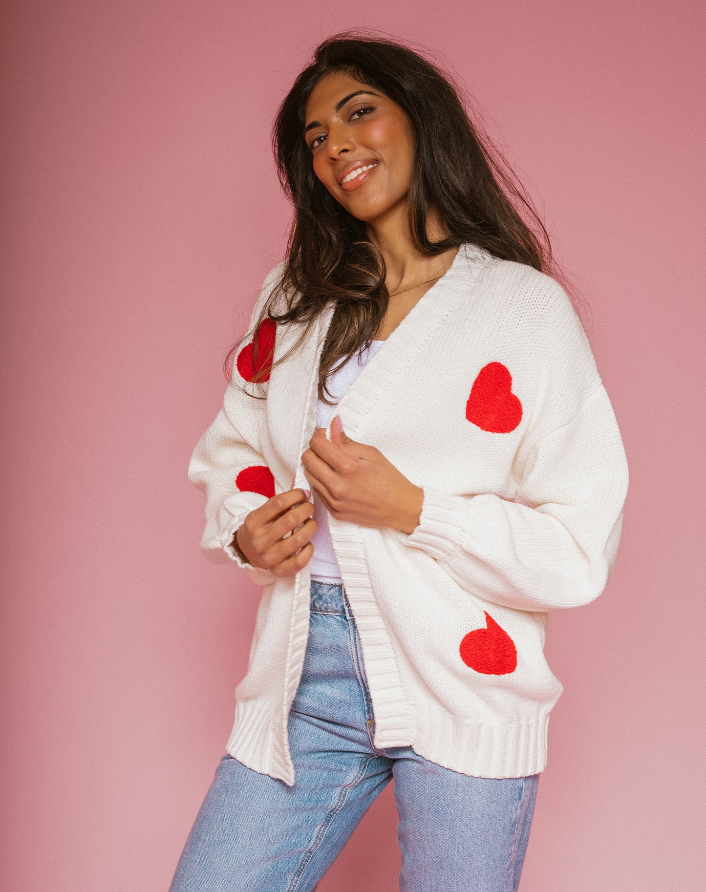 All Over Heart Oversized Cardigan