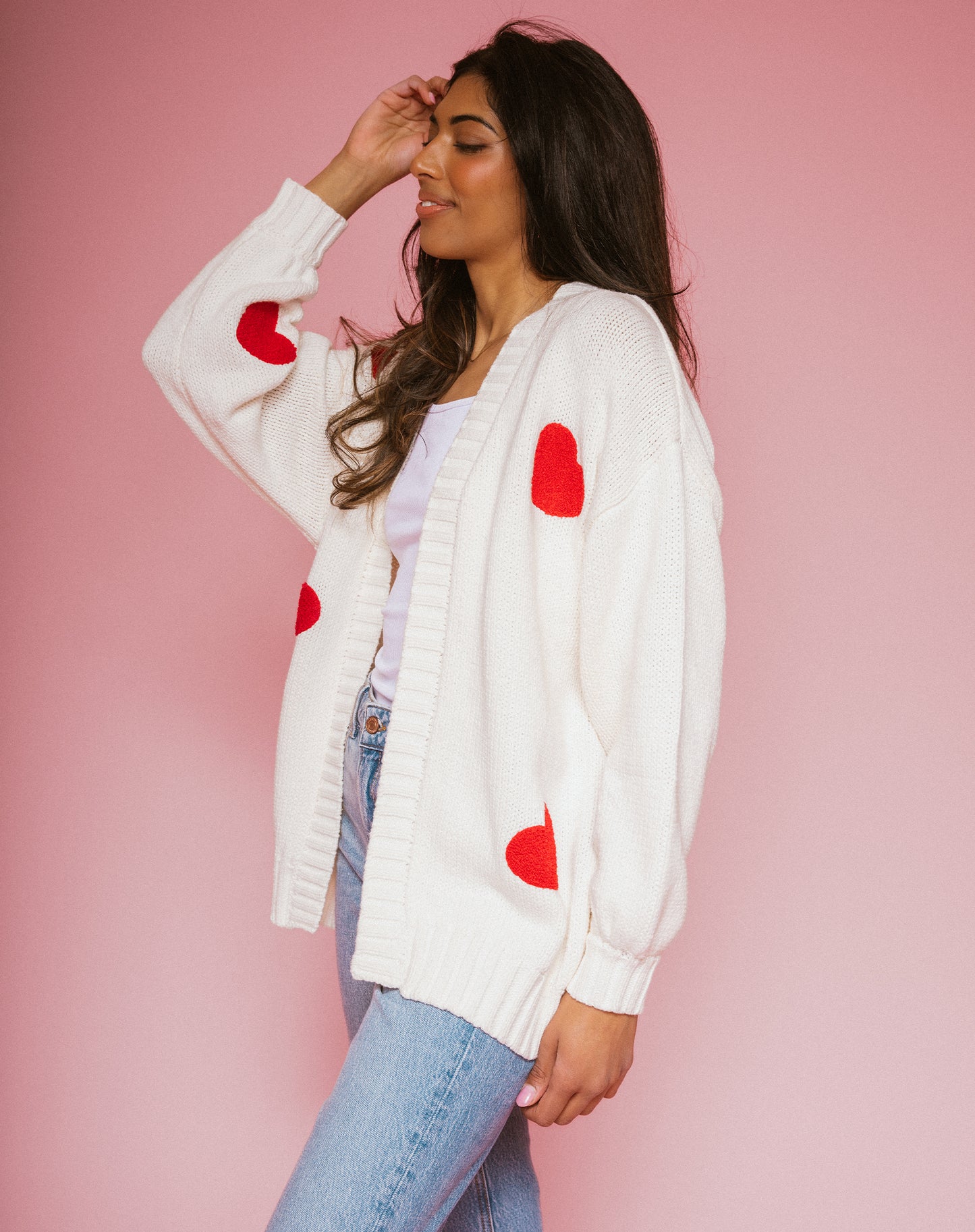 All Over Heart Oversized Cardigan