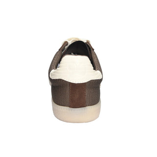 Brown and white sneaker on a white background