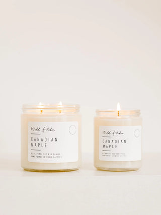Two 'Canadian Maple' candles from Wild & Vibe on a white background