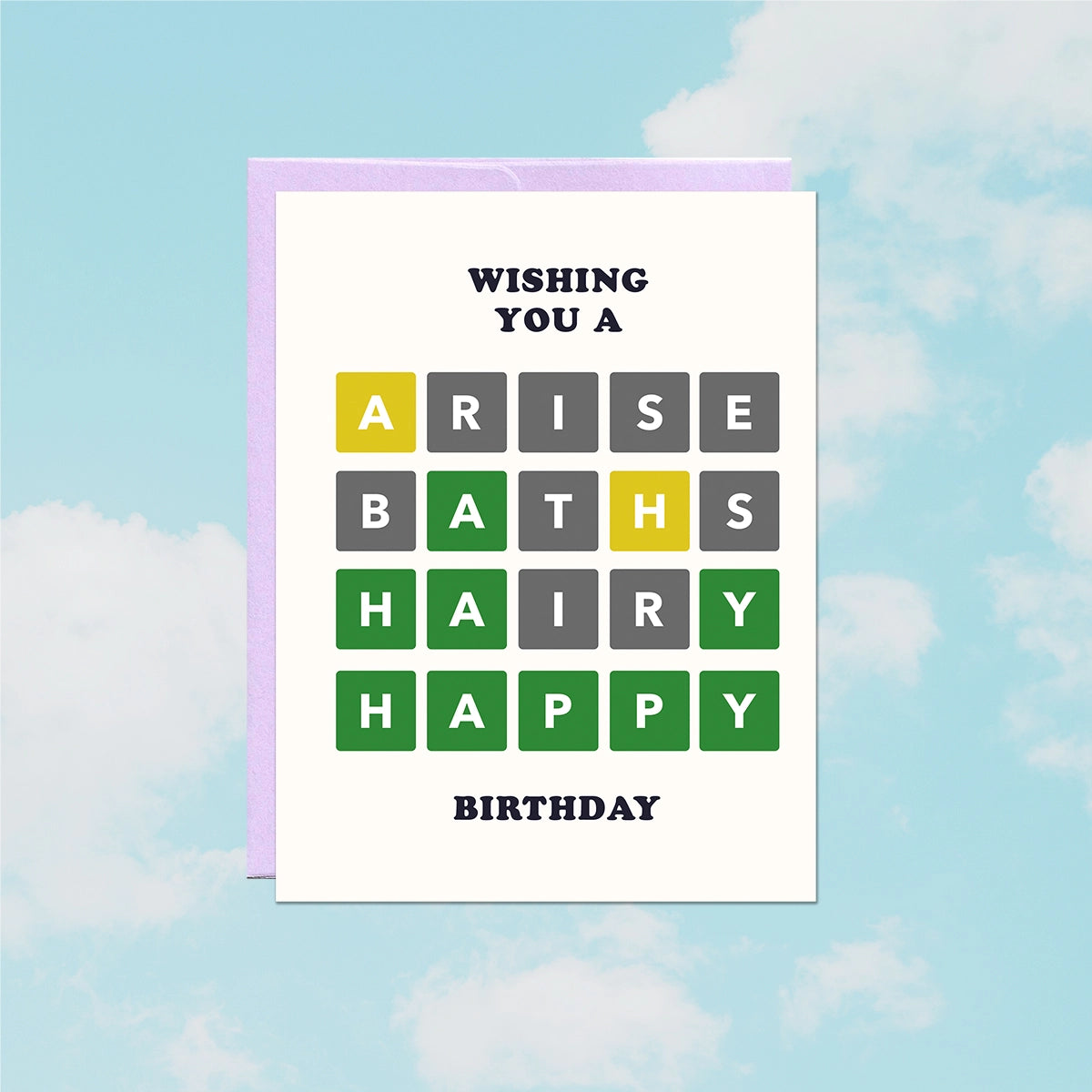 Birthday card with colorful text like wordle 