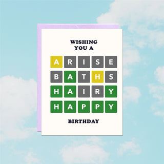 Birthday card with colorful text like wordle 