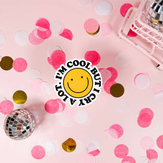 Stickers with a quote 'What a good day to be proud of the progress you've made' on a pink background with confetti and decorative items around.