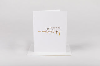 Greeting card with 'To my wife on Mother's Day' text on a white background