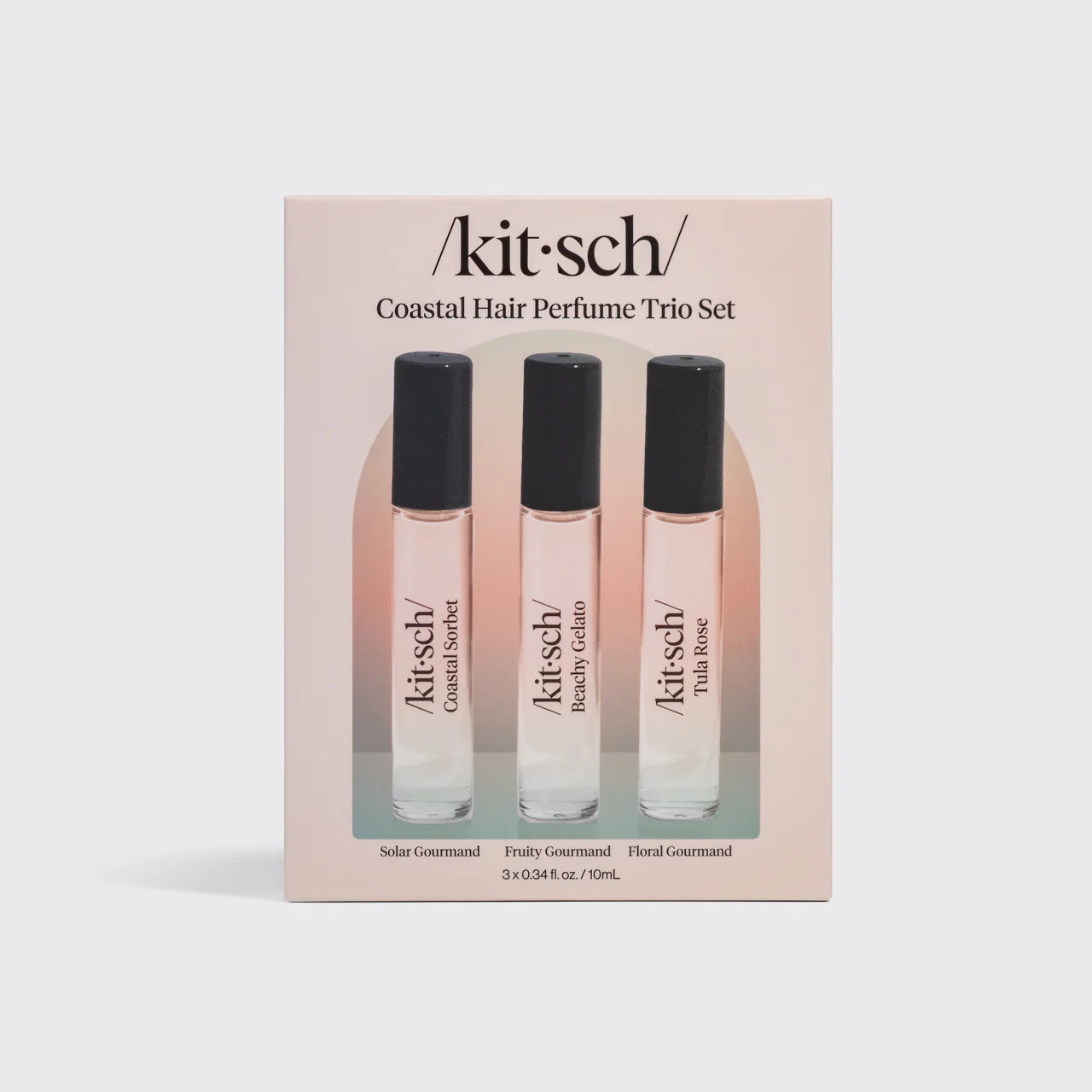 Kit-sch Coastal Hair Perfume Trio Set packaging on a white background