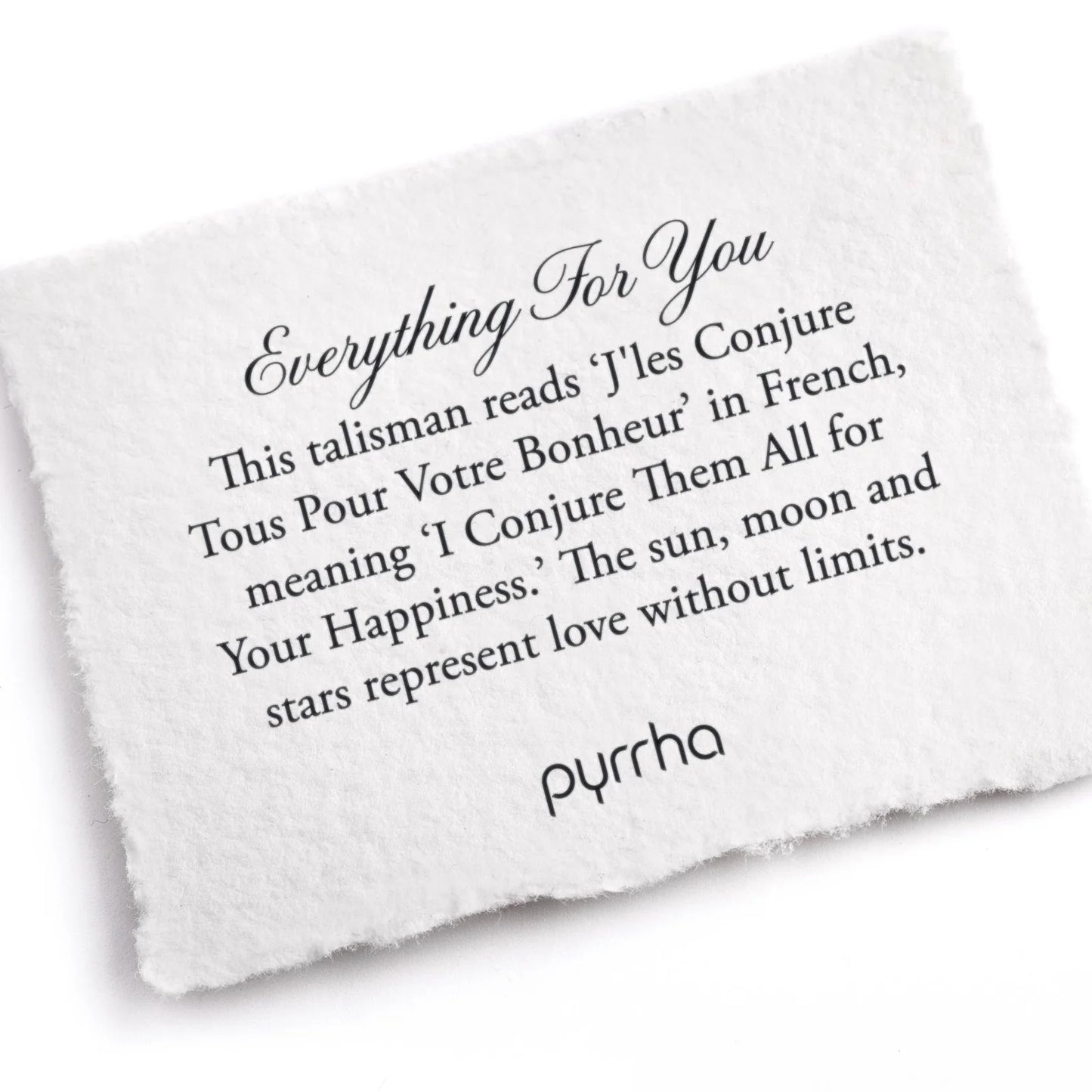 White pouch with black text on a white background