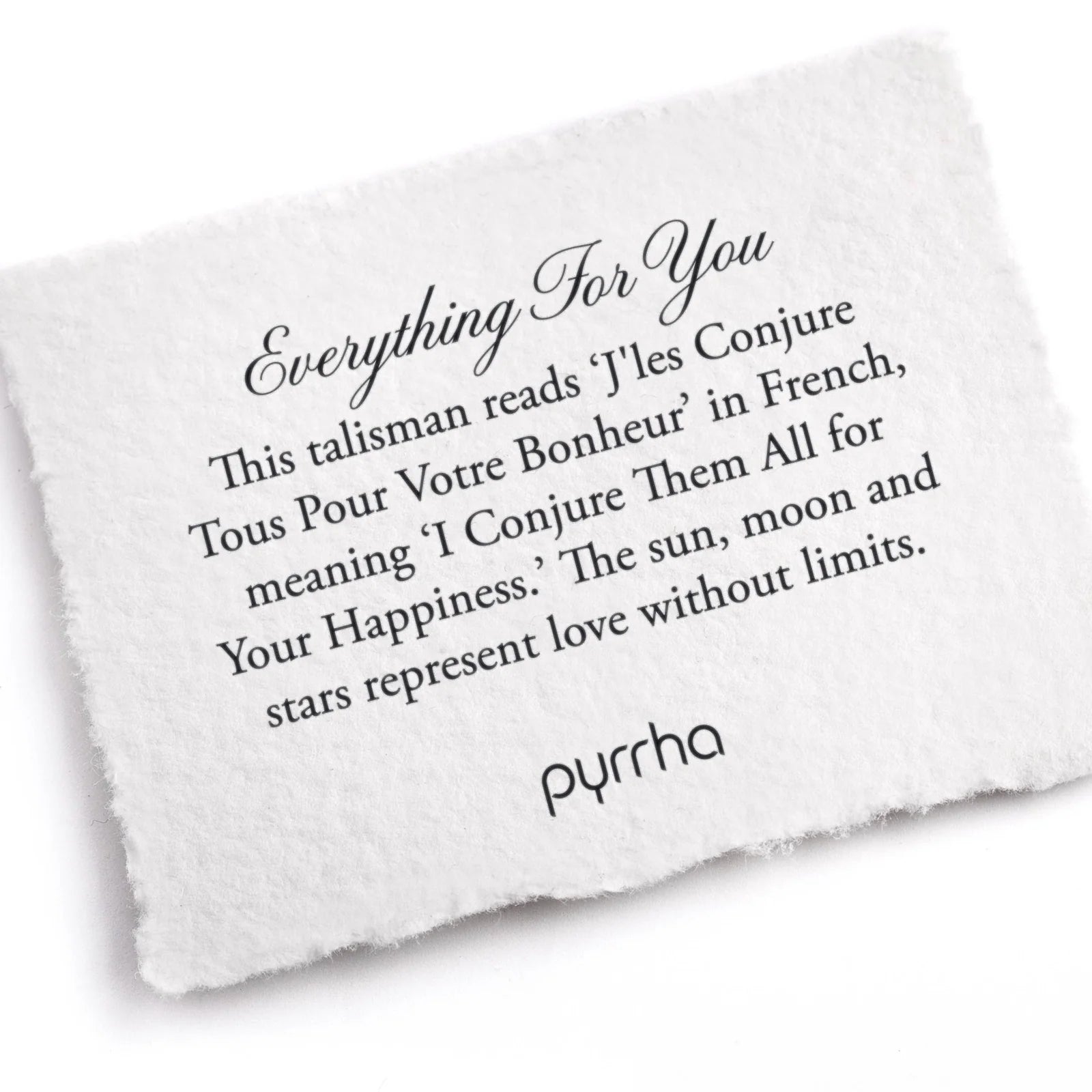 White pouch with black text on a white background