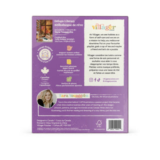 Back cover of a Villager puzzle packaging with branding and contact information.