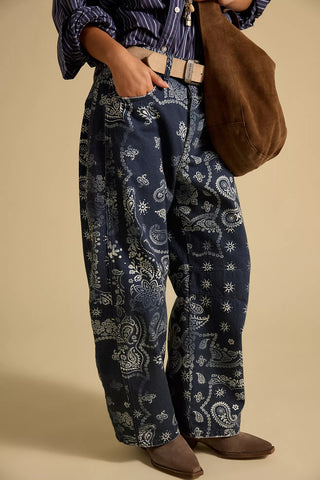Good Luck Printed Barrel Jeans
