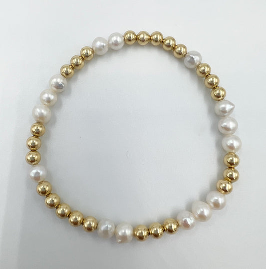 14k Gold Pearl Bracelet | 7"