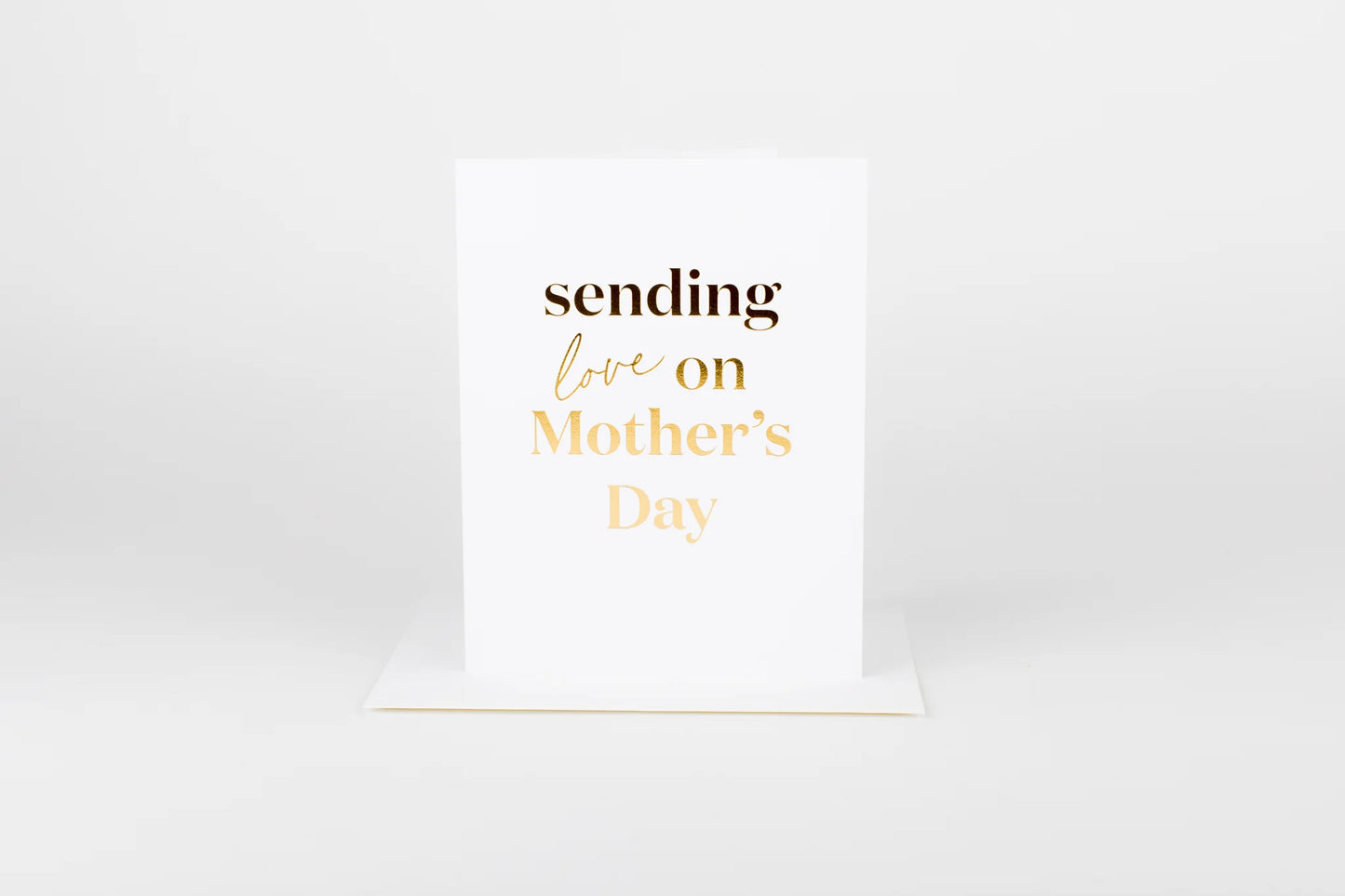 Card with 'sending love on Mother's Day' text on a white background