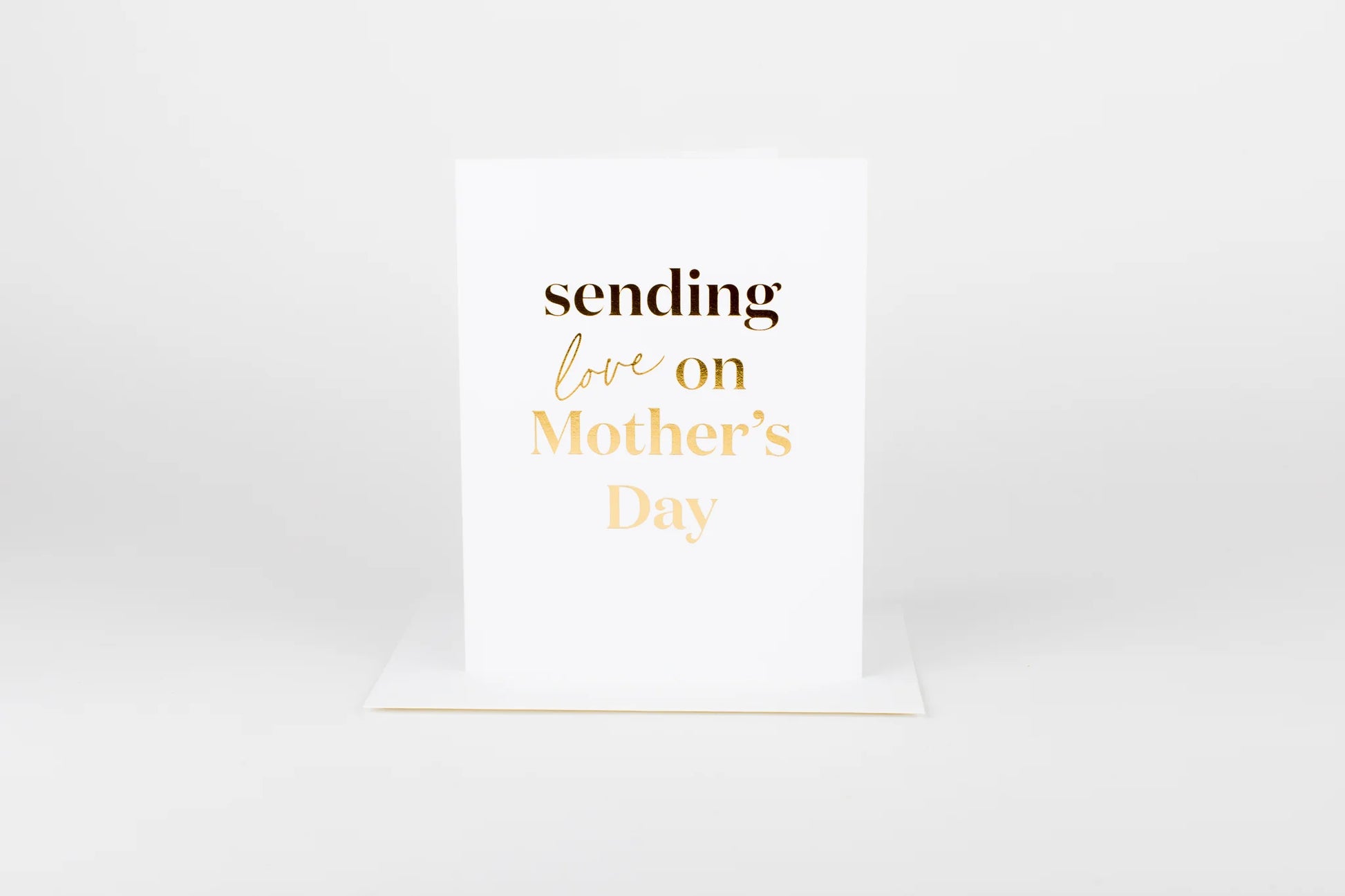 Card with 'sending love on Mother's Day' text on a white background