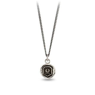 Silver necklace with a pendant on a white background
