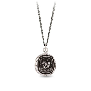 Silver necklace with a pendant on a white background