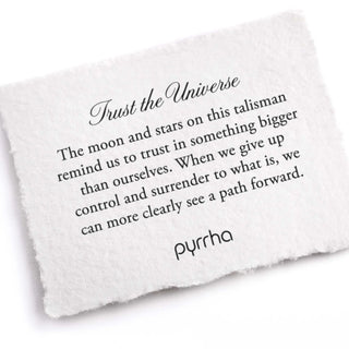 White pillow with text and 'pyrrha' branding on a white background