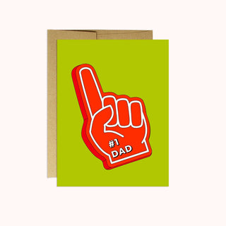 A Father's Day greeting card with an illustration of a foot wearing a sneaker, and the text 'YOU'RE A RAD DAD'. It comes with a kraft envelope.