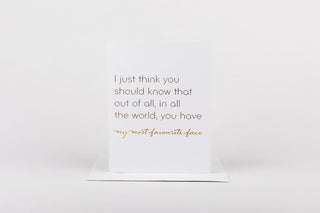 A close up of the greeting card. 