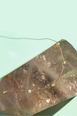 a gorgeous green crystal necklace made of nylon