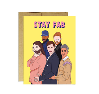 Greeting card with image of fab 5 with text "Stay fab"