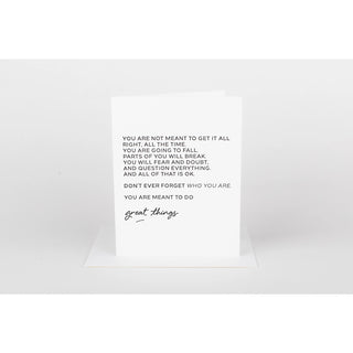 Motivational card with text on a white background