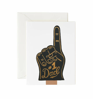 A picture of a card with a hand pointing #1 for Father's Day. 